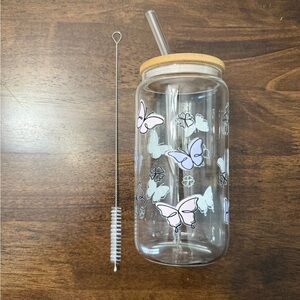 Spring Butterfly glass cup